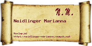 Neidlinger Marianna névjegykártya